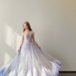 Strapless Ombre Purple Blue Prom Gown Boned Bodice Sparkle Tulle Cloud Hem A Line Evening Dress  NV7149