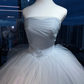 Strapless Off White Princess Ball Gown Ruched Tulle 3D Pink Rose Formal Wedding Prom Dress  NV6982