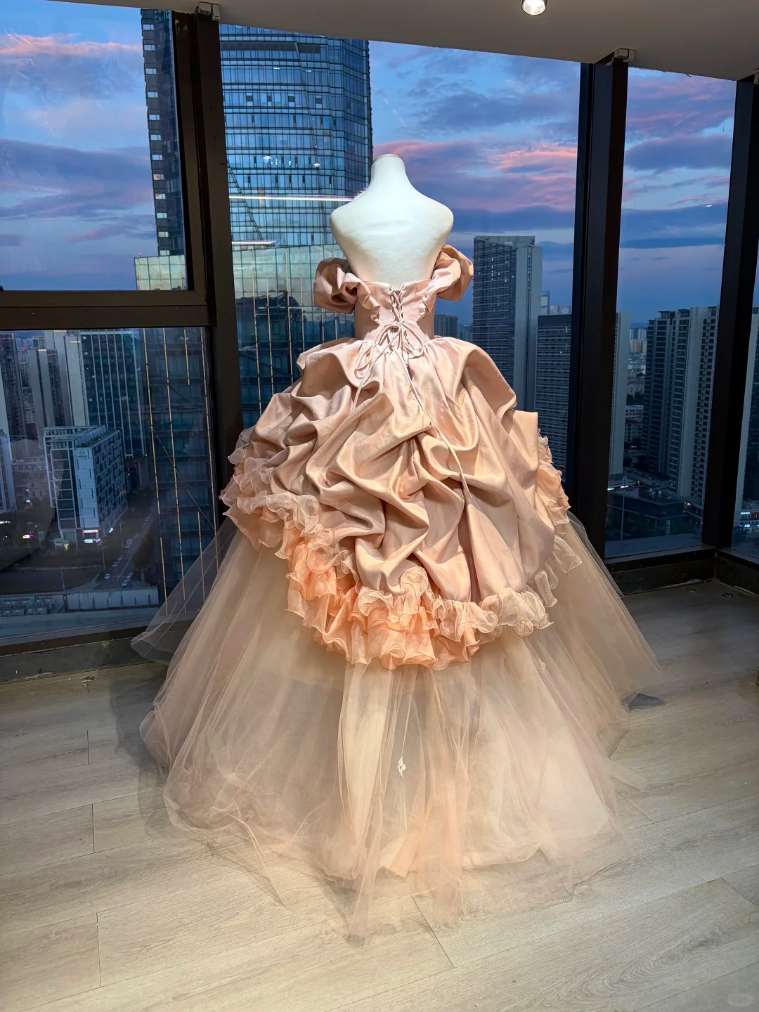 Off Shoulder Blush Pink Vintage Ball Gown 3D Rose Floral Satin Tulle Long Prom Dress  NV7026