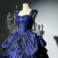 Blue Mysterious Vintage Fashion Elegant Long Satin Floor Length Ball Gown Evening Dress Party Dress nv4192