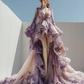 Ombre Lavender Fairy Tulle Gown with Bell Sleeves and 3D Floral Appliqué  NV7503