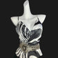 Vintage black and white elegant spaghetti strap long satin prom dress evening dress nv5232