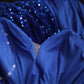Royal blue vintage elegant pleated long sequin velvet beaded mermaid fishtail slim floor-length tail ball gown evening dress party dress wedding dress nv4123