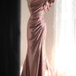 Pink Beaded Elegant Long Satin Floor Length Ball Gown Evening Dress Party Dress nv4187