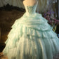 Mint Green Floral Long Tulle Vintage Ball Gown nv5037