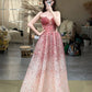 Robe de bal longue sans manches, style dégradé féérique | Robe de bal maxi en tulle à sequins rose poudré pour gala, fiançailles ou soirée de luxe NV6272