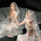 Strapless 3D Floral Mermaid Prom Dress, Beaded Tulle Cape Evening Gown  NV7106