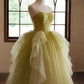 A-Line Sweetheart Neck Tulle Green Long Prom Dress, Green Long Formal Dress nv1871