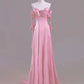 Pink Elegant Fashion Long Satin Prom Dress Evening Dress Party Dress nv3757
