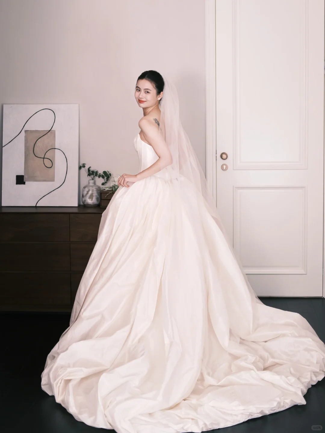 Sweetheart Neck Satin Wedding Gown, Boned Corset A Line Bridal Dress with Train  NV7350