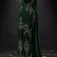 Robe longue asymétrique vert émeraude à traîne sirène, style rétro, ornée de perles et de broderies, idéale pour un gala sur tapis rouge (NV6290)