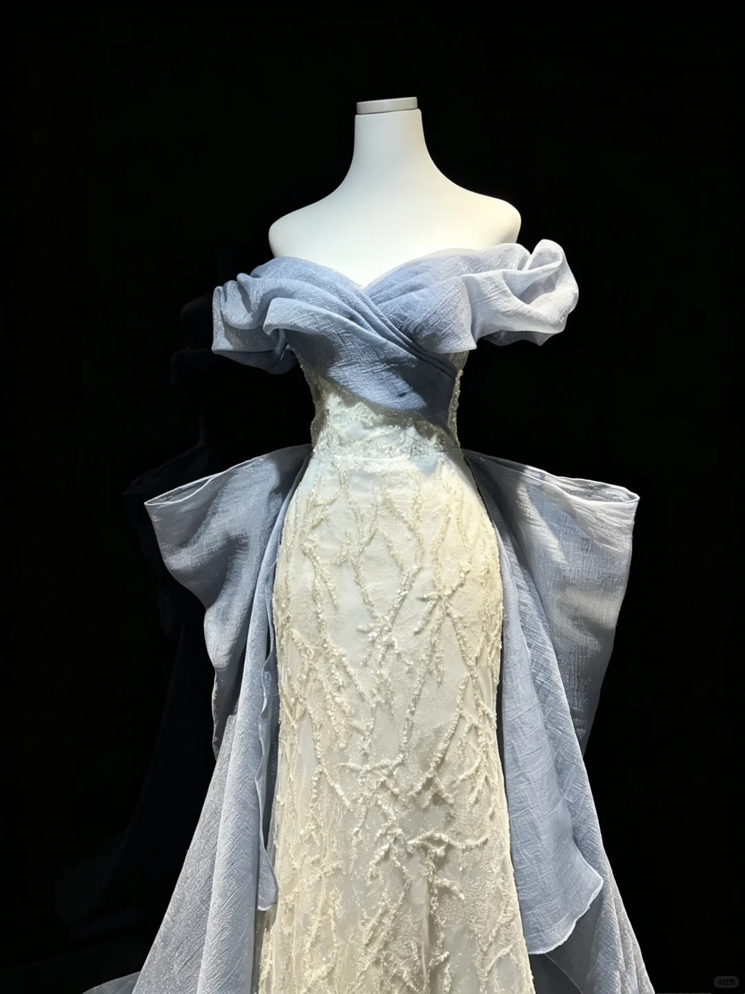 Dusty Blue Off Shoulder Mermaid Evening Gown Sequin Lace Embroidery Oversized Bow Long Train Formal Prom Dress  NV6996