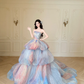Strapless Watercolor Ombre 3D Petal Ball Gown Prom Dress  NV7413
