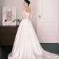 Off The Shoulder Satin Ballgown Wedding Dress Detachable Lace Sleeves Bridal Gown  NV7205