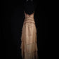 Khaki Beaded Gorgeous Exquisite Backless Strapless Long Chiffon Ruffle Ball Gown Party Dress nv5209