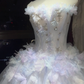 Light Ice Blue 3D Floral Petal Feather Tulle Princess Ball Gown  NV7094