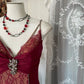 Burgundy Retro V-neck Lace Long Ball Gown Mermaid Evening Dress Party Dress nv2354