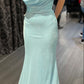 Blue Shiny Fashion Elegant Long Satin Floor Length Prom Dress Evening Gown Birthday Party Gown Prom Gown Graduation Gown nv4009