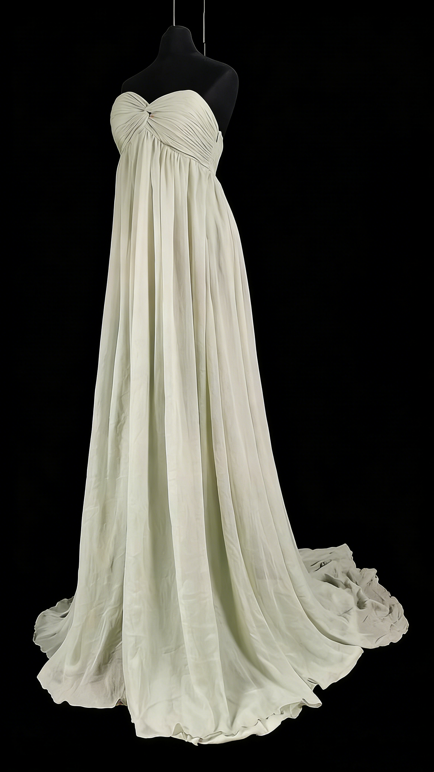 Robe bustier - Robe de demoiselle d'honneur/de soirée légère/de rendez-vous galant, drapée et nouée, longueur au sol, NV6807