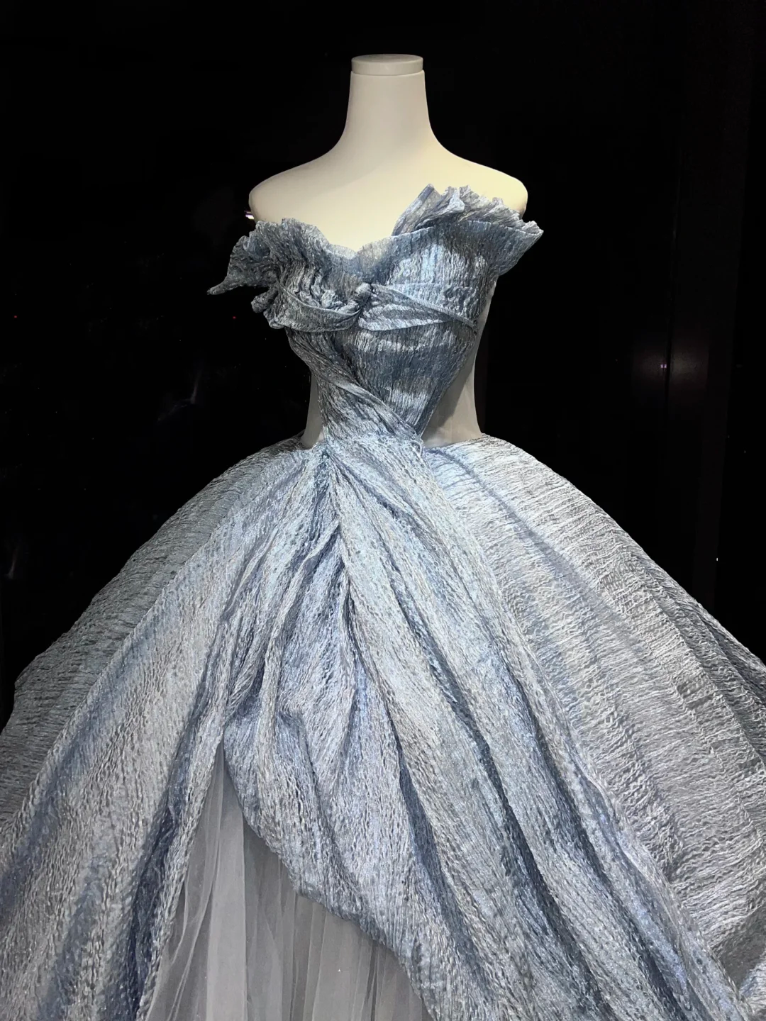 Dusty Blue Strapless Ball Gown Ruffled Corset Asymmetric Draped Tulle Cinderella Prom Dress  NV6945