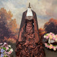 Brown Vintage Elegant Vintage Fashion Romantic Exquisite Beaded Floral Long Floor Length Satin Ball Gown Evening Gown Prom Gown nv4077