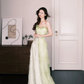 Mint Green Strapless Feather Tulle Evening Gown, Fairy Prom Dress  NV7290