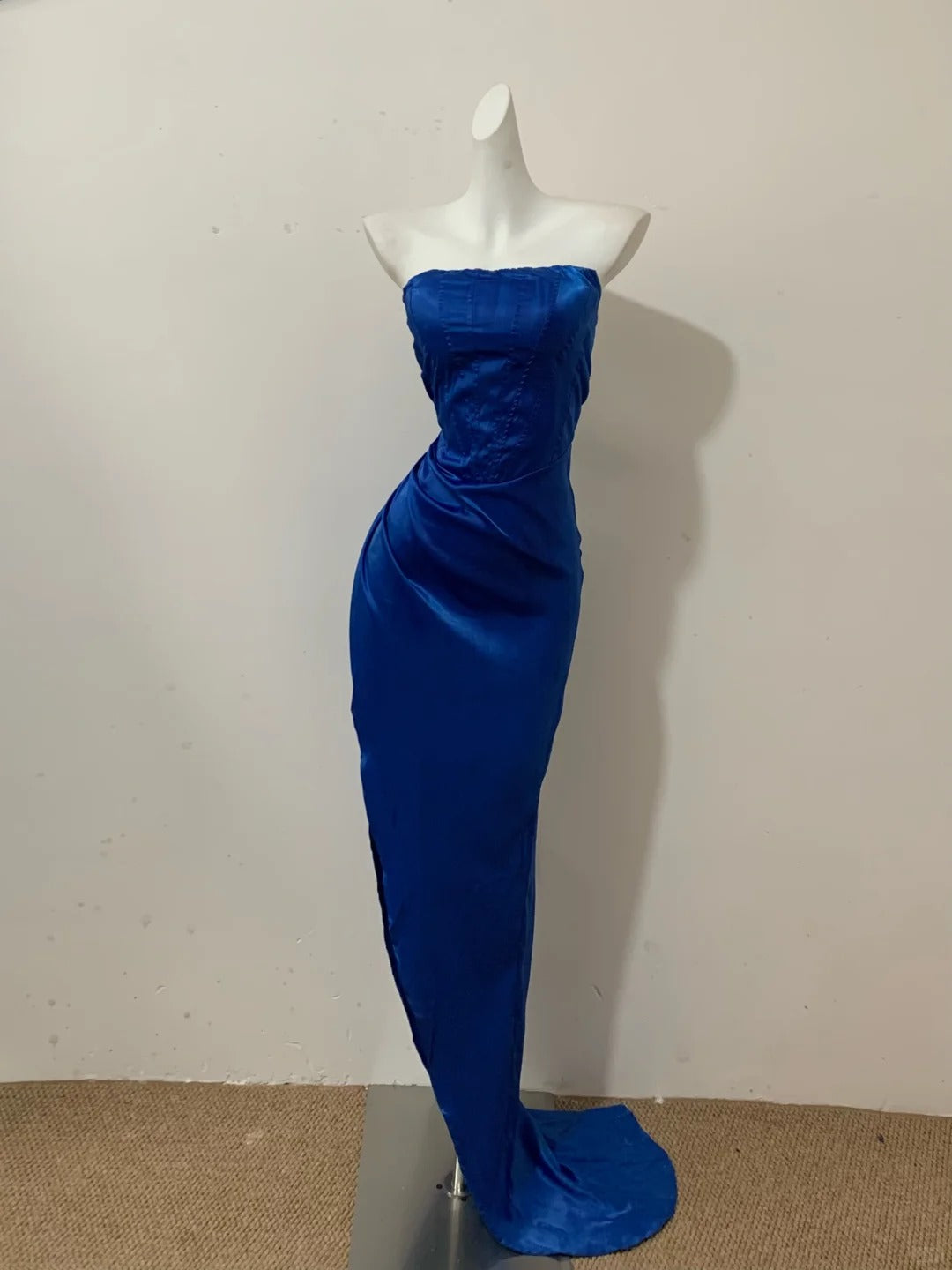 Royal Blue Fashion Elegant Long Satin Ball Gown Evening Dress Party Dress nv4179