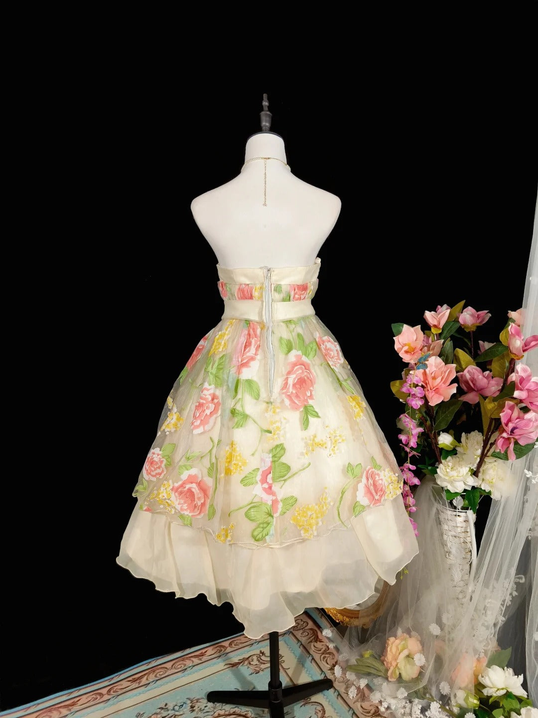 White floral fashion elegant short tulle ball gown evening dress birthday dress nv4778