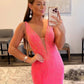 Blue/Purple/Orange/Pink Mermaid Deep V Neck Royal Blue Long Prom Dress with Beading nv951