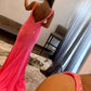 Blue/Purple/Orange/Pink Mermaid Deep V Neck Royal Blue Long Prom Dress with Beading nv951