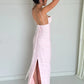 Pink Elegant Spaghetti Strap Pleated Long Banquet Dress Wedding Guest Dress Evening Dress Party Dress Prom Dress nv1784