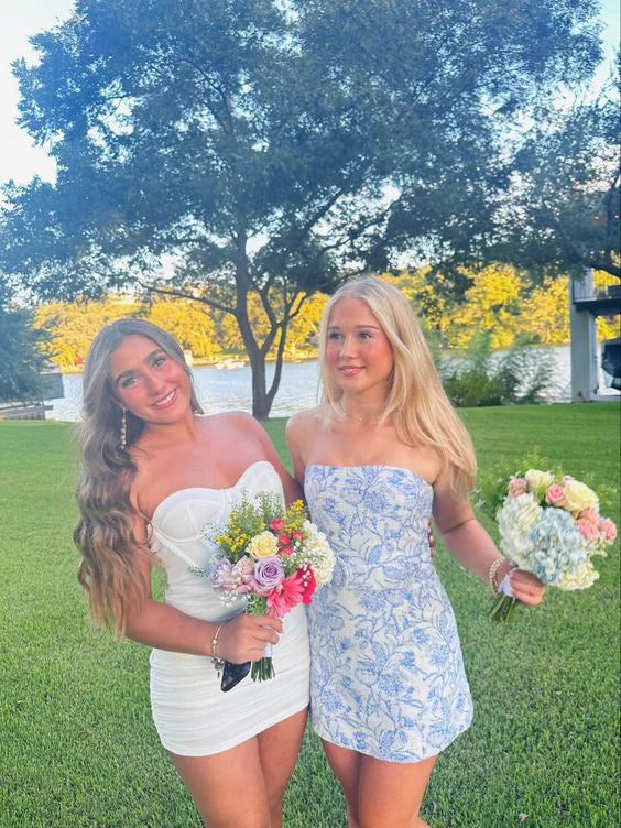 blue floral off the shoulder cute short bodycon homecoming dress cocktail dress prom dress party dress nv1730