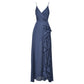 Irregular Ruffle Trim Split Cami Dress Rose red nv1339
