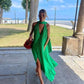 Elegant green/pink long satin prom dress nv5320