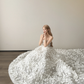 White 3D Floral Strapless Ball Gown Wedding Dress Cathedral Train  NV7134