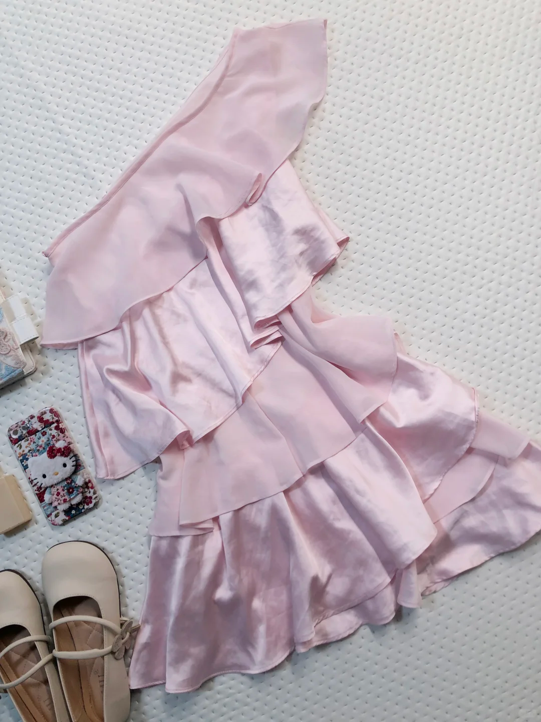 Off White One Shoulder Short Homecoming Dress Tiered Ruffle Satin Cocktail Gown  NV6923