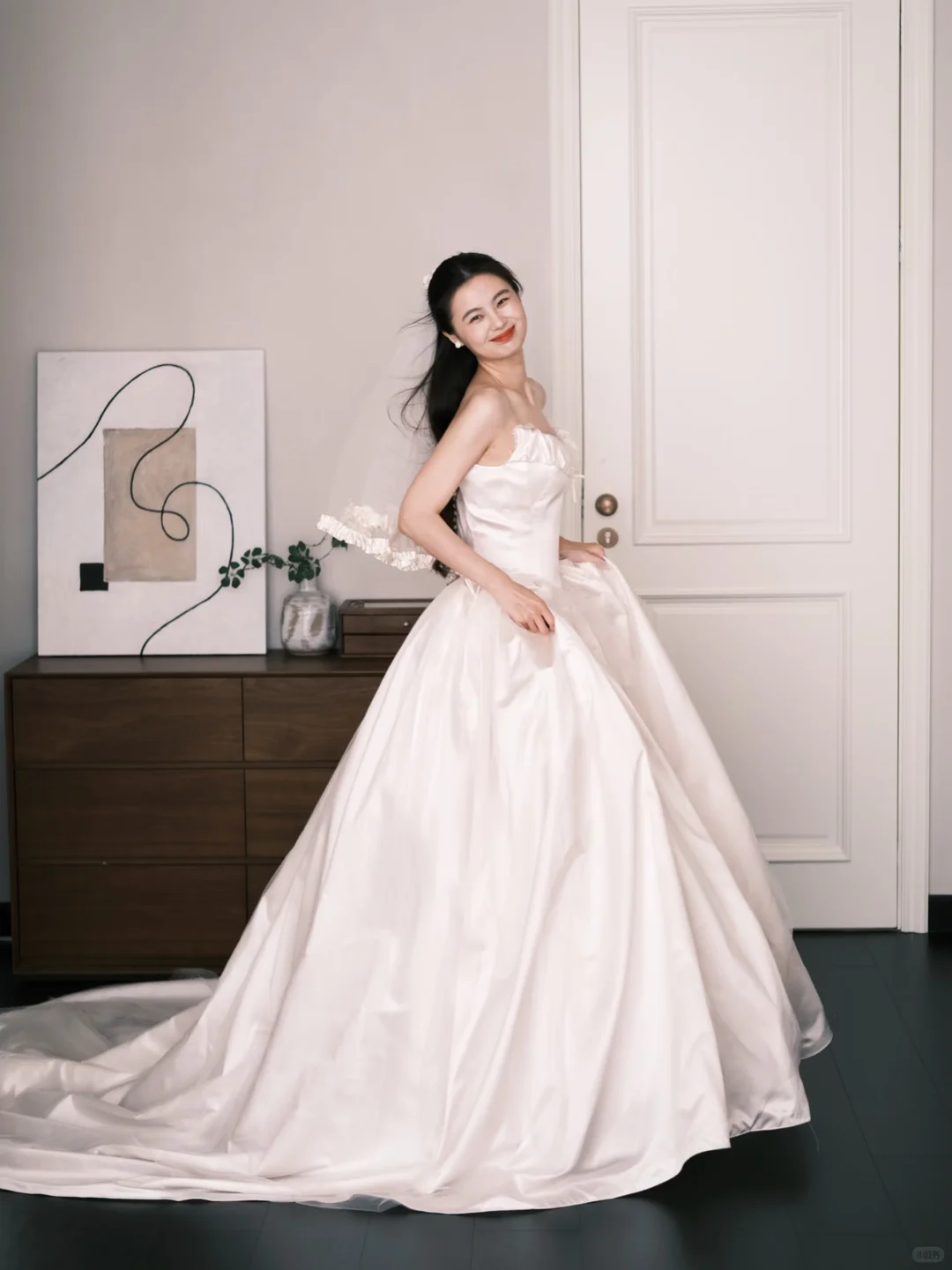 Light Champagne Ruffle Off Shoulder Princess Wedding Dress  NV7236