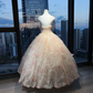 Strapless Champagne Pink Prom Dress 3D Flowers Hand Beading Lace Sequin Tulle Ball Gown  NV7048