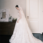Off Shoulder Ivory Lace Wedding Gown, 3D Floral Appliques Sheer Corset Ballgown Bridal Dress  NV7392