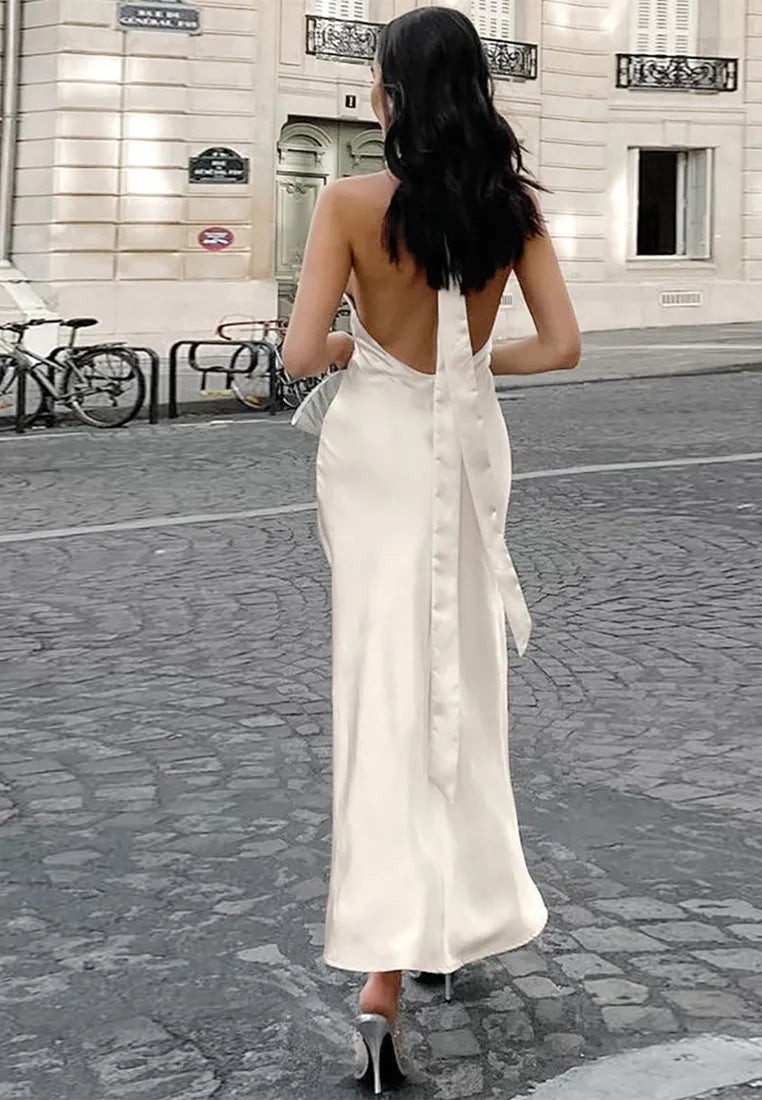 Simple style white fishtail leotard with exposed back nv1657