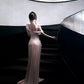 Robe de soirée élégante en satin Champagne Moonlight, asymétrique et torsadée, avec traîne (NV6856)