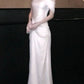 Robe de soirée élégante en satin Champagne Moonlight, asymétrique et torsadée, avec traîne (NV6856)