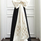 Robe de soirée de luxe noire et blanche ornée de perles dorées - NiceVestidos NV6093
