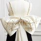 Robe de soirée de luxe noire et blanche ornée de perles dorées - NiceVestidos NV6093