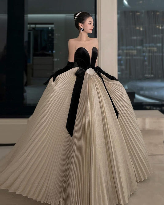 NiceVestidos - Robe longue simple et élégante noire et blanche NV6071