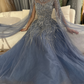 NiceVestidos - Robe longue en tulle bleu, exquise et luxueuse NV6074
