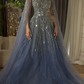 NiceVestidos - Robe longue en tulle bleu, exquise et luxueuse NV6074