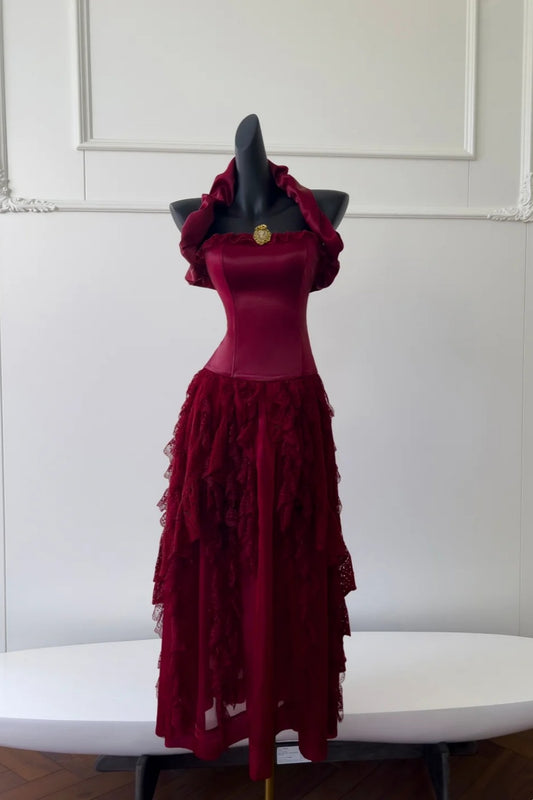NiceVestidos - Robe vintage bordeaux NV6078