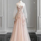 Pink Sweet Sparkling Off-the-shoulder Beaded Long Elegant Tulle Formal Prom Dress Evening Gown nv3475