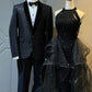 Robe de bal longue noire brillante NV6624